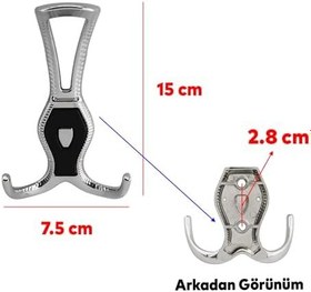 Resim Badem10 Galata Askı Portmanto Metal Vestiyer Duvar Dolap Elbise Askısı Krom Siyah Mobilya Askılığı Aparat 