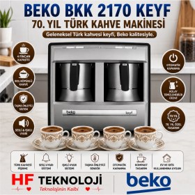 Resim Beko Tek Seferde 4 Fincan Kapasitesi Cook Sense Teknolojisi (Pişmeyi Algılama) 70.yıl Türk Kahve Makinesi 