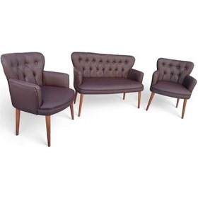 Resim Kahverengi Deri Ahşap Ayaklı Kollu Ofis Koltuk Takımı Bekleme Salonu Takımı Ofis Büro Mobilyası Çok Renkli 