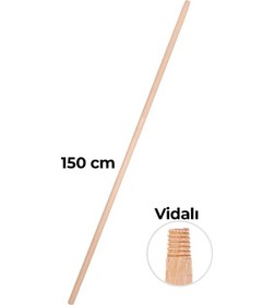 Resim Gürgen Ağaç Vidalı Süpürge Sapı 150 Cm Ergonomik, Dayanıklı Ve Çok Amaçlı Temizlik Sapı 