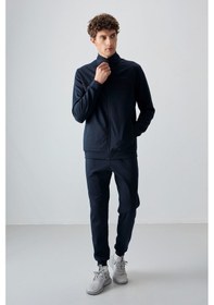 Resim Tommy Life Lacivert Yüzeyi Dokulu Standart Fit Nakışlı Erkek Eşofman Takım - 85248 Lacivert 