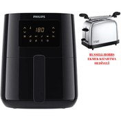 Resim Philips Essential Airfryer Fritöz 4.1l 0.8kg. Siyah + Russell Ekmek Kızartma Makinesi Inox Yeni Seri 