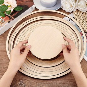 Resim 1 Set 11 Parça Yuvarlak Çömlekçilik Aletleri Ahşap Konsantrik Geometrik Şekil Ray Seti Seramik Kesme ve Baskı Boş Modelleme Çamur Plaka Şekillendirme 35.05cm Çap 