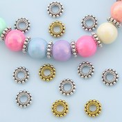 Resim 100 adet/50 adet Büyük Delikli Spacer Boncuklar, 8Mm Vintage Noktalı Yuvarlak Halka Serbest Spacer Boncuklar, Dişli Şekilli Düz Delikli Spacelar, Buruşuk Kenarlı Delikli Serbest Boncuklar, Dekoratif Boncuklar, Yuvarlak Nokta Kenarlı Düz Yuvarlak Boncuklar, Delikli Serbest Boncuklar, Takı Yapımı İçin Uygun, DIY Bileklik, Kolye, Ayakkabı, Küpeler, Saç Aksesuarları, Pendentler, Telefon Zincirleri, Anahtarlıklar, Giysi Aksesuarları ve Takı Bileşenleri Yapımı İçin Malzemeler. 