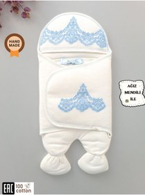 Resim Tomuycuk Bebek Dış Kundak Battaniyesi Fistolu Lüks Ayaklı Bebek Kundağı Hastane Çıkışı Kundak Battaniye 