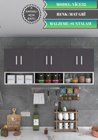 Resim Kenzlife Hazır Mutfak Vice32 Gri 060*180*32 Mutfak Banyo Dolabı Kapaklı Raflı 