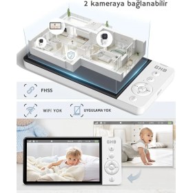 Resim Bebek Monitörü Kamera, 5 Inç 720P Hd, 350° Dönüş, 5000 Mah, Gece Görüşü, Vox Modu 