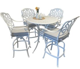 Resim Elızabeth 4 Lü Bar Seti Beyaz Beyaz 