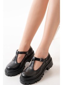 Resim 868-757 Siyah Rugan Günlük Yüksek Tabanlı Loafer Ayakkabı Siyah 