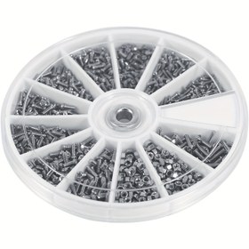 Resim 600 Adet Karışık Donanım Seti Vidalar, Civatalar ve Somunlar, Metrik Makine Vidaları ve Somunlar Civatalar Seti M1 M1.2 M1.4 M1.6 Saat Moda Cam Gözlük Tamir Kiti 