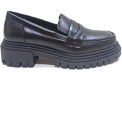Resim ALBİNİ SİYAH DERİ KADIN LOAFER AYAKKABI 
