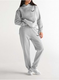 Resim LAND MODA Kadın Kartal Baskılı Kapüşonlu Sweatshirt Eşofman Alt-üst Takımı 