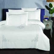 Resim Maxstyle Damask Saten Beyaz Nakışlı Çift Kişilik Nevresim Takımı 