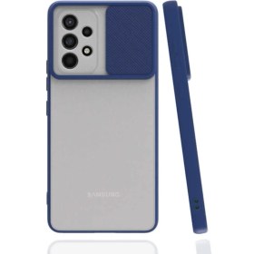 Resim Kılıfmania Samsung Galaxy A23 Kapak Lensi Açılır Kapanır Kamera Korumalı Silikon Kılıf - Lacivert 