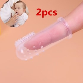Resim Bebekler için Silikon Parmak Diş Fırçası, Tamamen Silikon Bebek Diş Fırçası, Minik Çocuklar için Parmak Kapağı Dil Temizleyici. 