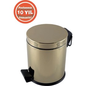 Resim PremiumPort 3 Litre Paslanmaz Çelik Pedallı Banyo Çöp Kovası Altın Renk 