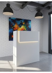 Resim Resital Ledli Karşılama Bankosu G-90 Cm Ofis Kasa Resepsiyon Masası Banko-003-1-1 