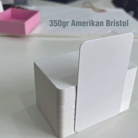 Resim 100 Adet 350 gr Oval Kesim Saf Beyaz Baskısız Kart 5,2x8,4 Cm Boş Selefonsuz Flashcard Kartvizit - 1000 Adet 