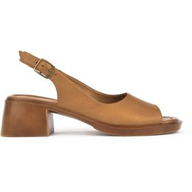 Resim Ziya, Kadın Hakiki Deri Topuklu Sandalet 151992z8004 Taba 151992z8004 320 Taba 