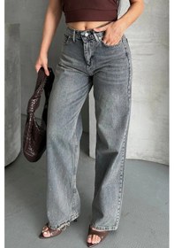 Resim İsiltikidsmoda Palazzo Bıyık Kar Yıkama Buz Mavi Jeans Pantolon D2008 Mavi 