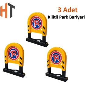 Resim Kilitli Otopark Bariyeri 3'lü Set 