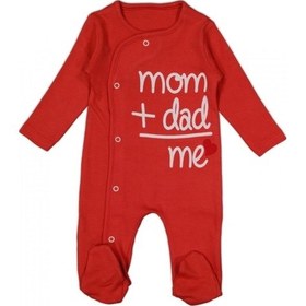 Resim Dear_Enika Kız Bebek Pembe Önden Çıtçıtlı Tulum Mom Dad Me Desenli Tulum 