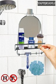 Resim Ne Dilersen Dekoratif Yapıştırmalı Aynalı Banyo Askısı, Duşakabin Raflı Krom- Pratik Vidasız Montaj Dc 5596 