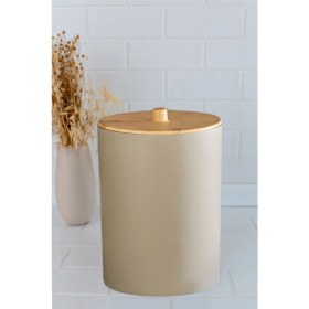 Resim Bambu Desenli Kapaklı 6 Litrelik Mutfak ve Banyo Plastik Çöp Kutusu 