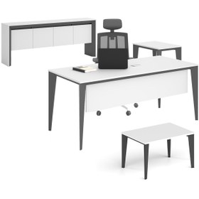 Resim Pierro Ofis Nepal Personel Ofis Takımı - 180cm / Beyaz - Füme 