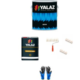 Resim Yalaz Boncuk Mavi Boya (2,5 Kg) + Tiner (1 Lt) + Rulo + Rulo Ucu (2 Adet) + Eldiven 
