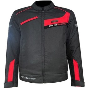 Resim Motosiklet Montu Kısa 4 Mevsim Hörgüçlü Full Korumalı Maxdura Güçlendirilmiş Kumaş Motor Mont Red 