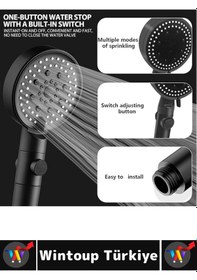 Resim Premium Esnek Bükülmez 150 Cm Çelik Hortumlu 5 Püskürtme Modlu Enerji Tasarruflu Duş Başlığı Seti Çok Renkli 