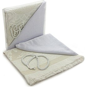 Resim Bohçaya Ve Mevlide Uygun Başörtülü Seccade Seti - Tesbihli - Beyaz 