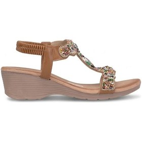 Resim Guja 26y226 Kadın Taşlı Dolgu Topuk Sandalet Camel 