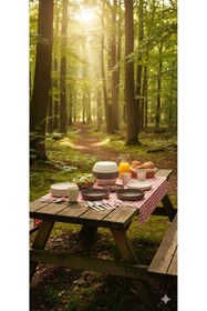 Resim Markasız ucuz Küre Piknik Seti 6 Kişilik – 32 Parça | Taşıma Kutulu | Kamp, Piknik ve Outdoor Yemek Seti 