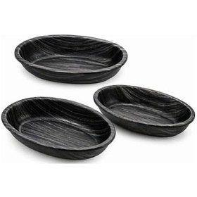 Resim Siyah Oval Sunum Tabağı Seti, 3'lü, 26x16 Cm, Modern Tasarım, Atıştırmalık Ve Yemek Servisi İçin, Plastik 3 Lü Açık Gri 