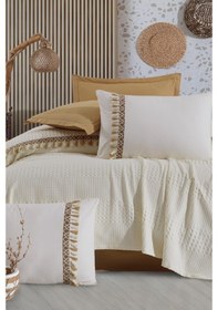 Resim Clasy Çift Kişilik Butik Pike Takımı Bohemline V5 Ekru 