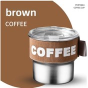 Resim Springsun 304 Paslanmaz Çelik Büyük Kapasiteli İçecek Bardak, Sürekli Soğuk Tutar, İç İçme Kamışı, Araç Ve Dış Etkinlikler İçin, Kahverengi 420ml 