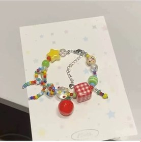 Resim Xindoker Yazın Renkli Güzelliği: Dopanminli Elma-yıldız Desenli Plastik Boncuklu Kolye, 40cm Hafif Ve Şık HF-510 