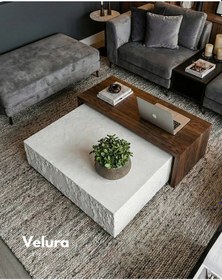 Resim Nora Orta Sehpa - Beyaz Taş & Beyaz Ahşap Beyaz 