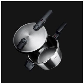 Resim Fissler Vitaquick Premium 4,5 Litre Düdüklü Tencere + Cam Kapak 22 Cm + Buhar Aparatı Metalik 