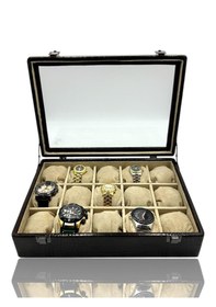 Resim Diji 15'li Saat Kutusu Saat Çantası Timsah Kahve İçi Krem Krem Ya 