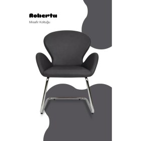 Resim Bürocci Roberta Misafir Koltuğu - Gri Deri - 2069J0125 