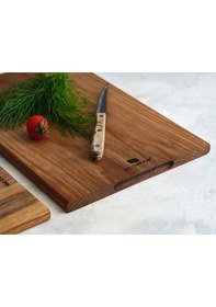 Resim Hıcowood Doğal Ceviz Kesme Sunum Tahtası 3'lü Set -Lazerle İsim/Söz Yazılır 