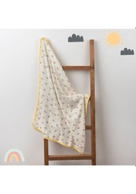 Resim Vavbaby Ayıcık Desenli Bebek Tek Kat Kapitone Battaniye Kundak 80x90 Cm Sarı 
