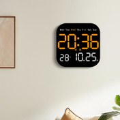 Resim Modern LED Dijital Duvar Saati, Sıcaklık & Takvim Göstergeli - USB ile Çalışan, Ayarlanabilir Parlaklıkta Alarm Saati, Oturma Odası, Mutfak, Sınıf Dekoru için 