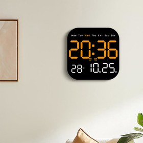 Resim Modern LED Dijital Duvar Saati, Sıcaklık & Takvim Göstergeli - USB ile Çalışan, Ayarlanabilir Parlaklıkta Alarm Saati, Oturma Odası, Mutfak, Sınıf Dekoru için 