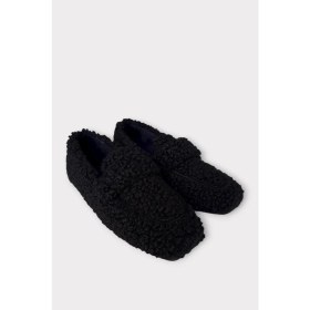 Resim Ultra Yumuşak Peluş Ses Yapmaz Hafif Taban Ev Babeti Kadın Panduf Siyah 