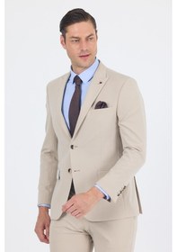 Resim İmza Bej Kırlangıç Yaka Kelebek Astar 6 Drop Slim Fit Beli Lastikli Takım Elbise 1001250176 Bej 