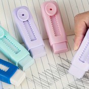 Resim Renkli itme-silme silgi, ergonomik tutma yeri - makaron sanat tasarımı, sınav, yazma ve boyama için renk karışımı (rastgele sınıflandırma) - öğrenciler ve sanatçılar için yüksek kaliteli silgi, sınav düzeltme aracı, itme-çekme mekanizması ve pürüzsüz uygulama 